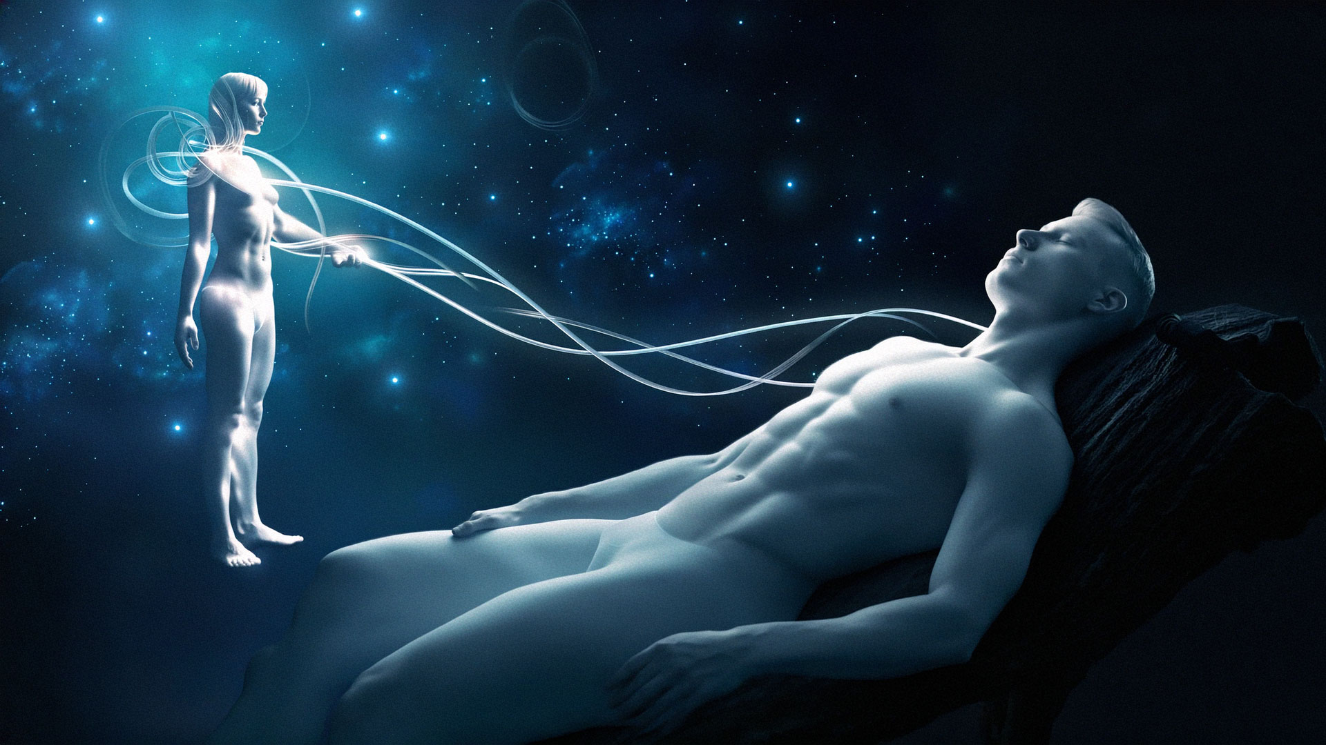 Astral seyahat ve bilinç temalı görsel