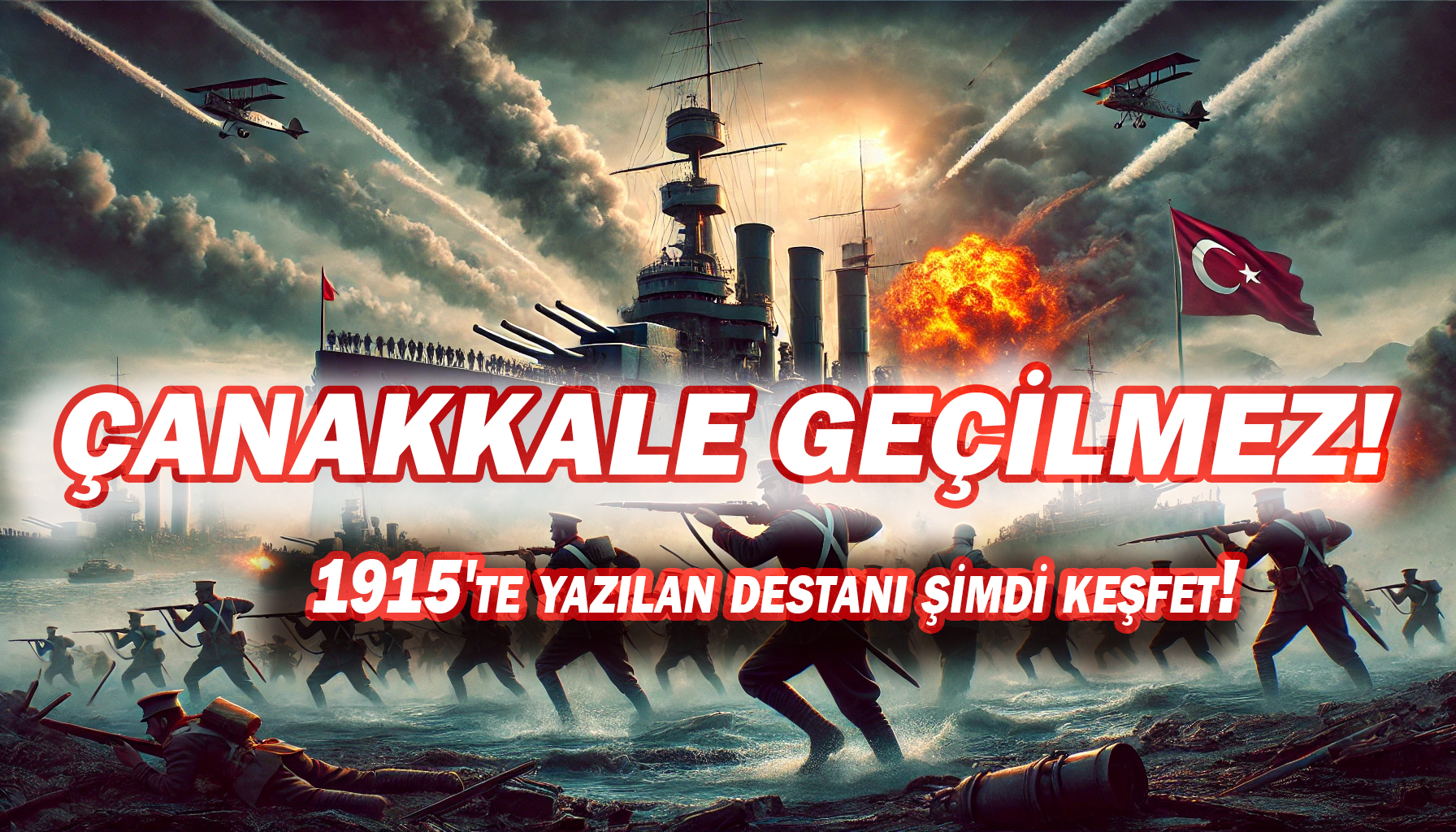 Çanakkale Boğazı ve 18 Mart deniz savaşı sahnesi