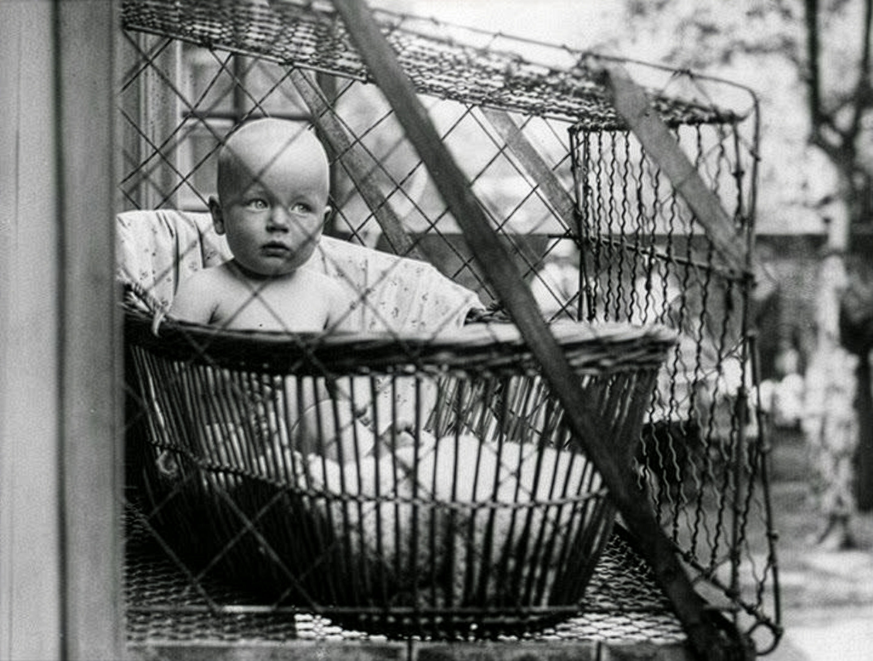 Londra'da pencereden sarkıtılan bir bebek kafesi